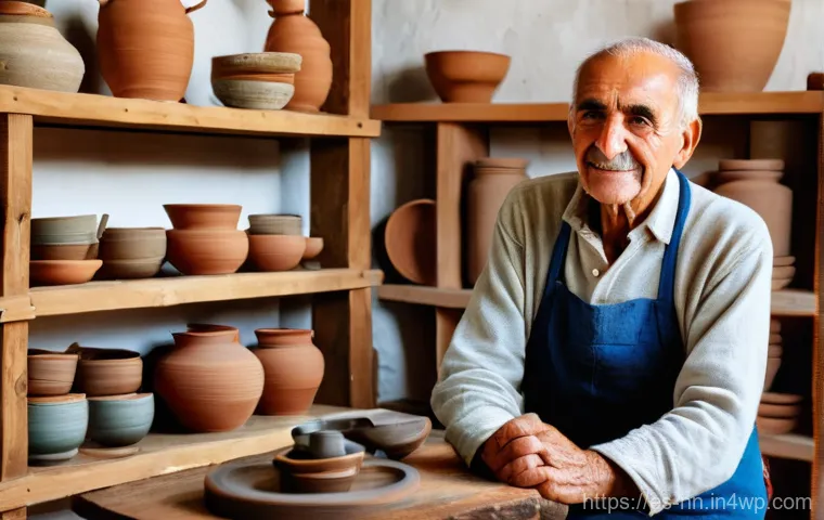 지역 정체성의 미래 전망 - **Prompt:** A detailed image of an elderly Spanish ceramic artisan in their authentic workshop. The ...